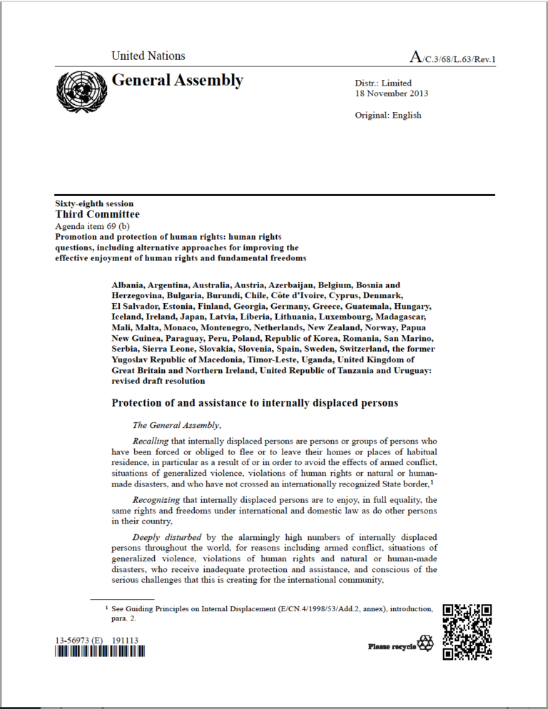 UN General Assembly Resolution (2013, A/C.3/68/L.63/Rev.1) - JIPS ...
