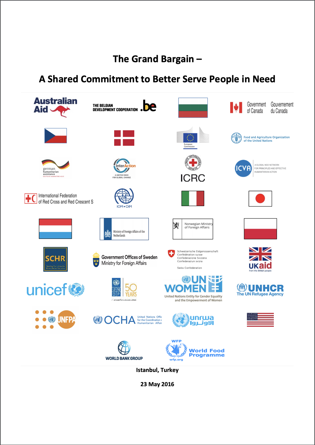 The Grand Bargain A Shared Commitment To Better Serve People in Need