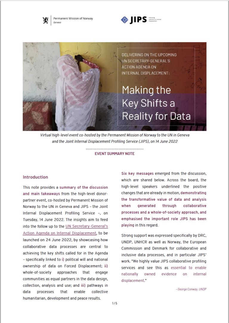 Event Summary Note JIPSNorway HighLevel Event 2022 JIPS Joint