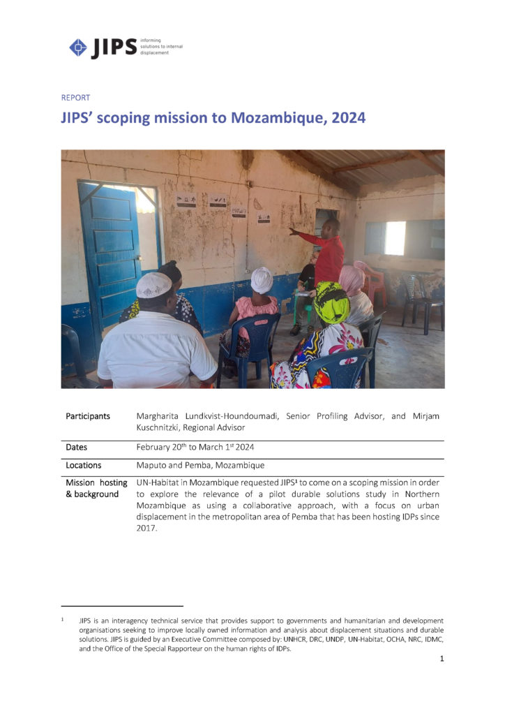Report: Scoping mission to Mozambique (JIPS, Feb 2024)